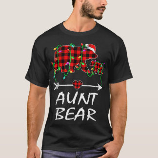Aunt Bear Christmas Pajama Red Plaid Buffalo Xmas  T-Shirt