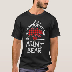 Aunt Bear , Red Buffalo Plaid Aunt Bear Pajama T-Shirt