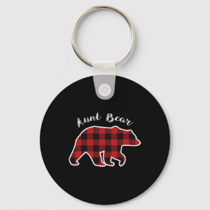 Aunt Bear Women Red Plaid Christmas Pajama Gift  Key Ring
