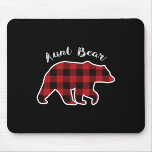 Aunt Bear Women Red Plaid Christmas Pajama Gift Mouse Mat