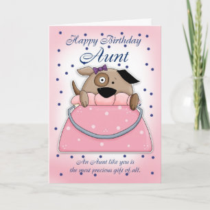 Aunt Birthday Card - Cute Purse Pet