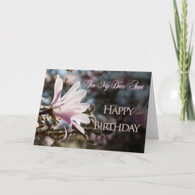 Aunt Birthday card with magnolia (Front)