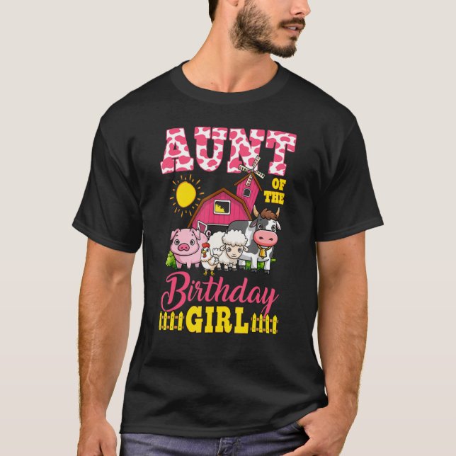Aunt Birthday Farm Animals Girl Matching Birthday  T-Shirt (Front)