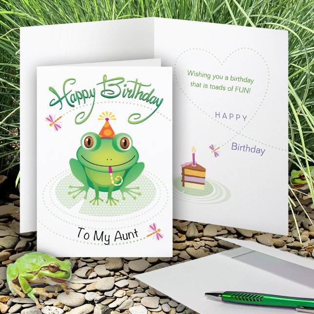 Aunt Birthday Frog Having Toads Of Fun Card (Creator Uploaded)