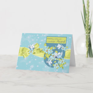 Aunt, Birthday Greeting Card With Pretty Birds