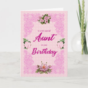 Aunt Birthday with Pink Roses Card