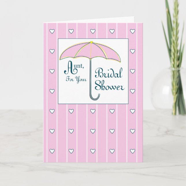 Aunt, Bridal Shower Pink Umbrella Thank You Card (Front)