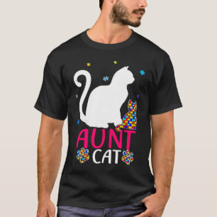 Aunt Cat Autism Awareness  Love Support T-Shirt