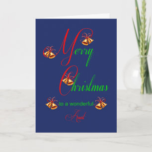 Aunt Christmas Bells Holiday Card