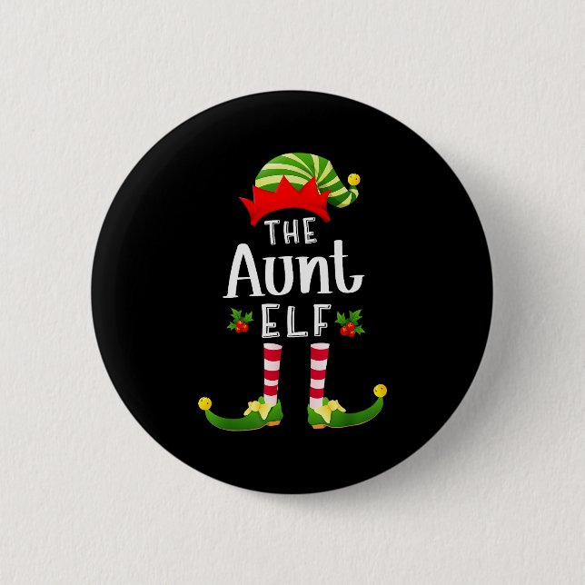 Aunt Christmas Elf Matching Pajama X-mas Party  6 Cm Round Badge (Front)