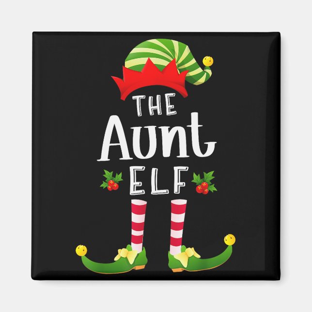 Aunt Christmas Elf Matching Pajama X-mas Party  Magnet (Front)