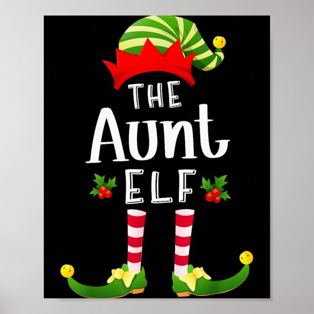 Aunt Christmas Elf Matching Pajama X-mas Party  Poster (Front)