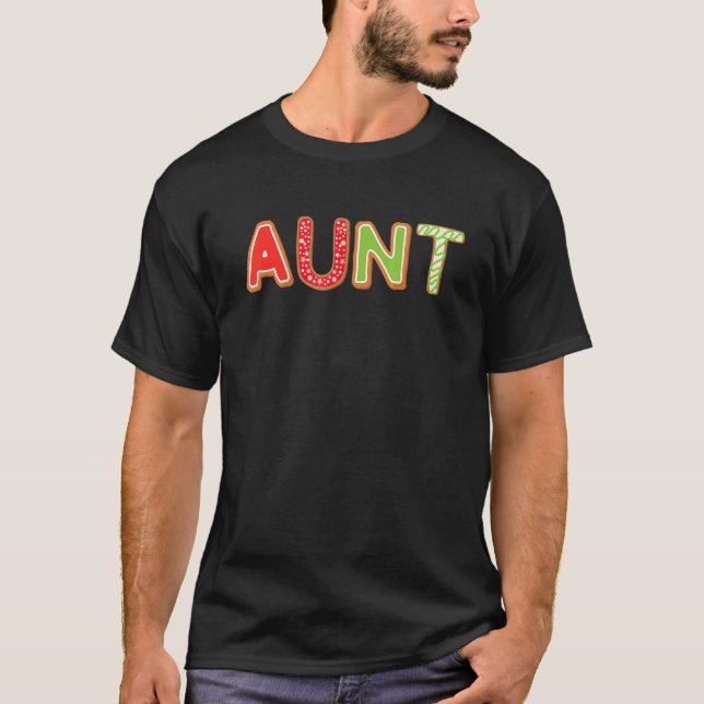 Aunt Christmas Pajama Cool Family Matching Santa H T-Shirt (Front)