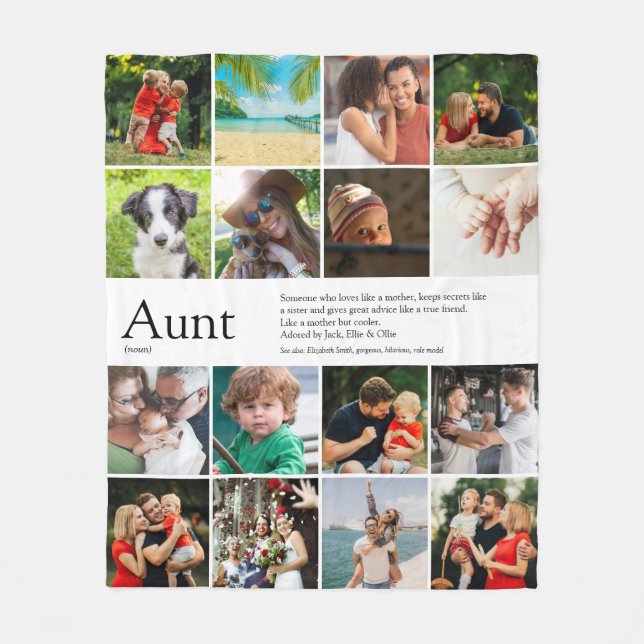 Aunt Definition Quote 16 Photo Collage Fleece Blanket (Front)