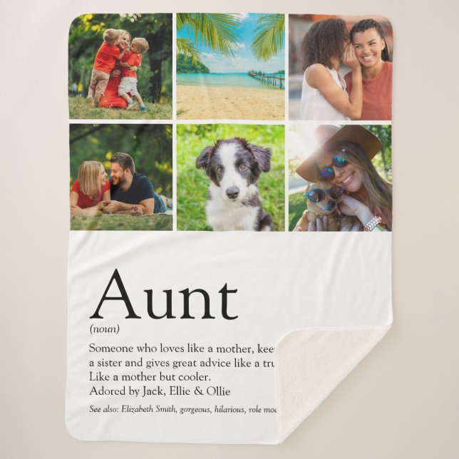 Aunt Definition Saying 6 Photo Collage Sherpa Blanket (Front)