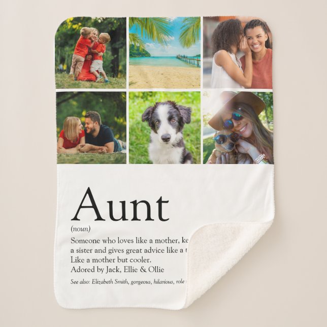Aunt Definition Saying Photo Collage Sherpa Blanket (Front)
