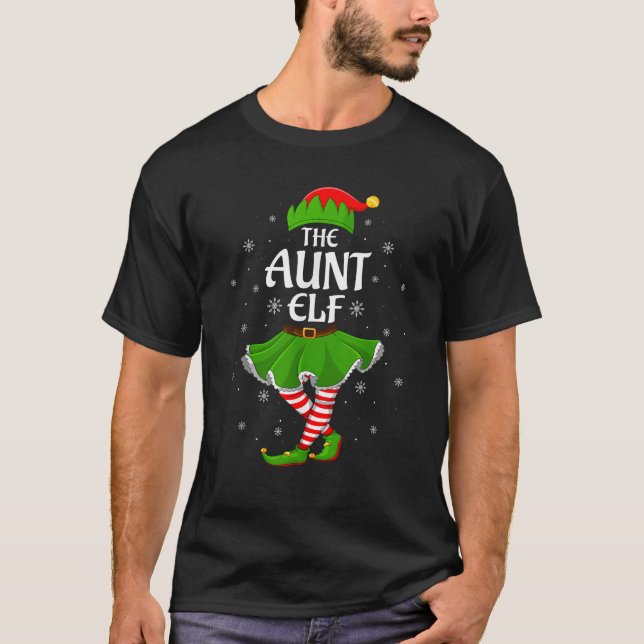 Aunt Elf Christmas Family Girls Women Elf Squad Xm T-Shirt (Front)