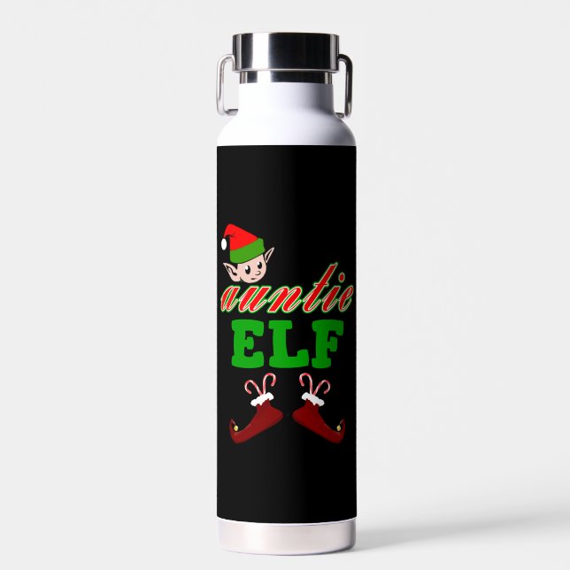 Aunt Elf Christmas Gift Water Bottle (Front)