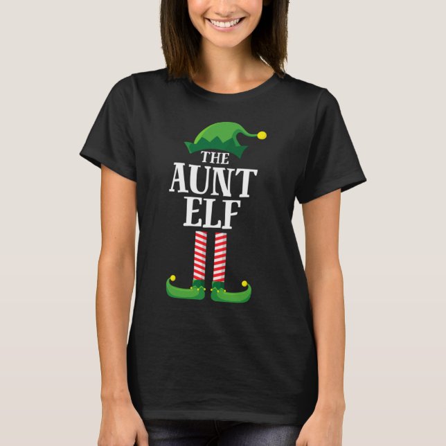 Aunt Elf Matching Family Christmas Party Pajama T-Shirt (Front)