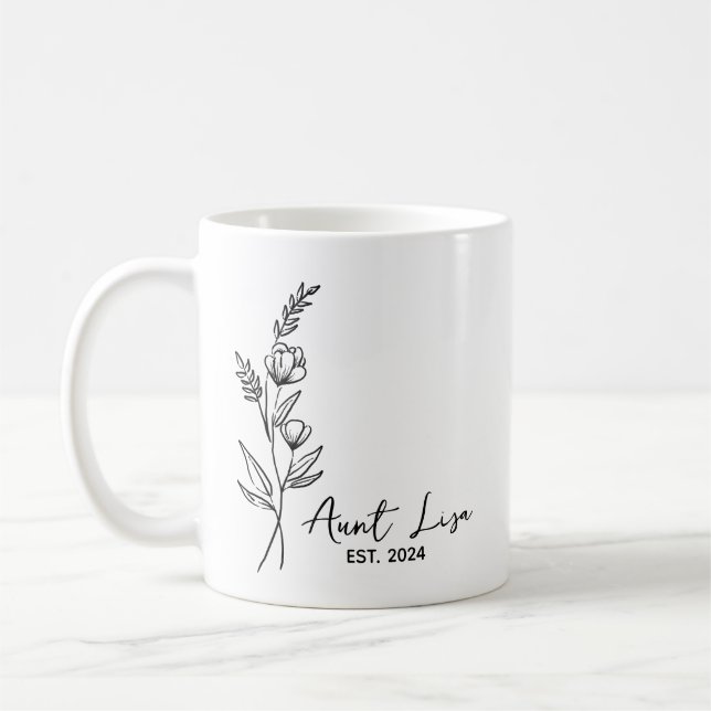 Aunt EST. 2024, Soon To Be Auntie Gift  Coffee Mug (Left)
