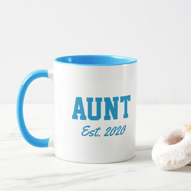 "Aunt - est. date" novelty gift Mug (With Donut)