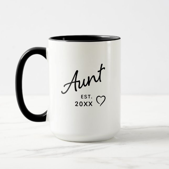 Aunt Est Year  New Baby Pregnancy Reveal Mug (Left)