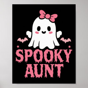 Aunt Family Cute Pink White Ghost Boo Halloween Poster