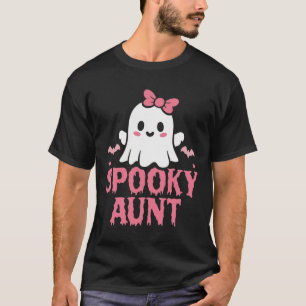 Aunt Family Cute Pink White Ghost Boo Halloween T-Shirt