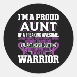 Aunt Fibromyalgia Awareness Ribbon Girls Women Gif Classic Round Sticker