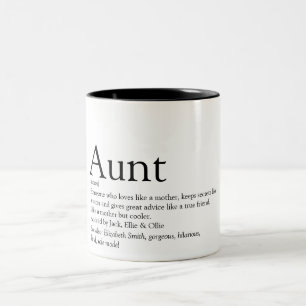 Aunt Fun Modern Personalised Definition Quote Two-Tone Coffee Mug