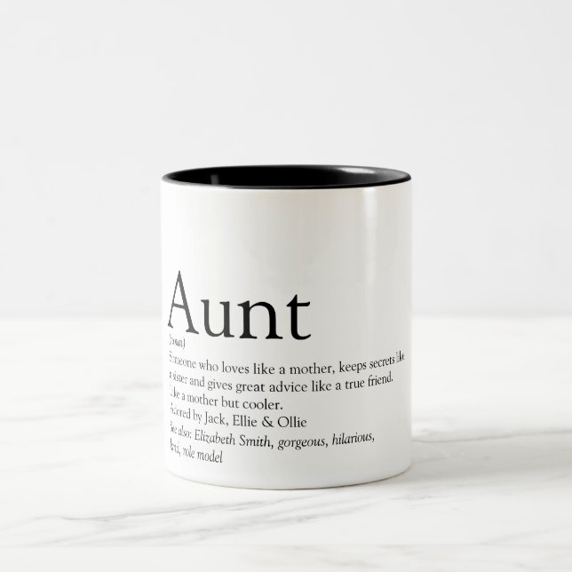 Aunt Fun Modern Personalised Definition Quote Two-Tone Coffee Mug (Center)