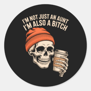 Aunt Funny Skeleton Auntie Classic Round Sticker