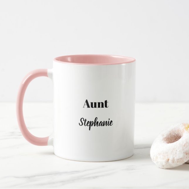 Aunt Gifts Custom Name Pink Black White Cute Mug (With Donut)