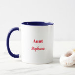 Aunt Gifts Custom Name Red Blue White Cute Mug<br><div class="desc">Designed in red,  blue,  white colours and text templates for "Aunt" and name which you can customise as you like. You may choose different colours or sizes for the cup and personalise the texts as you like!</div>
