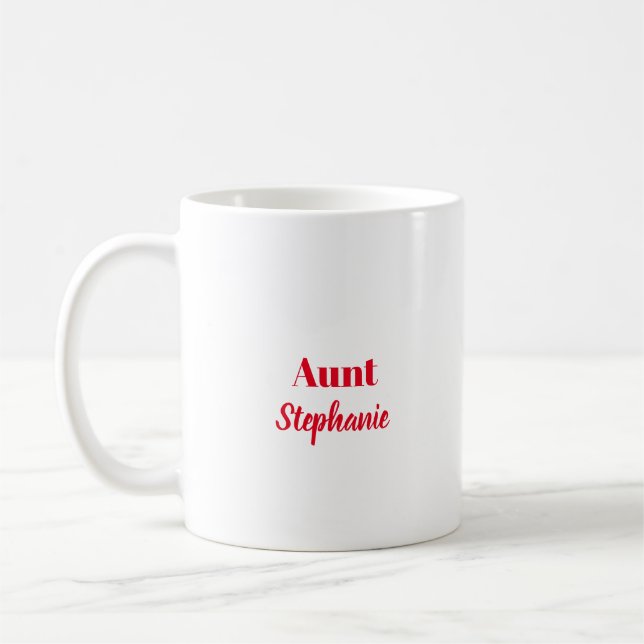 Aunt Gifts Custom Name Red White Gift Favour Coffee Mug (Left)