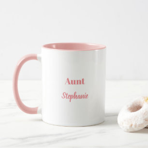 Aunt Gifts Custom Name Salmon Pink White Cute Mug