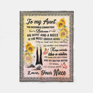 Aunt Gifts   Letter To My Aunt Love From Niece Fleece Blanket