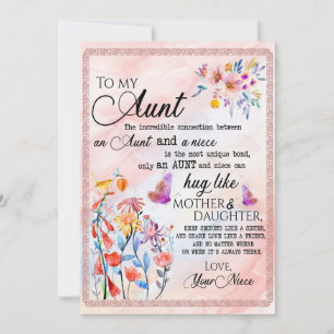 Aunt Gifts   Letter To My Aunt Love From Niece Holiday Card