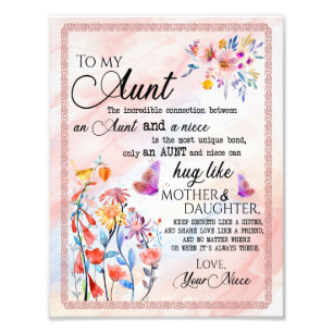 Aunt Gifts Letter To My Aunt Love From Niece Photo Print