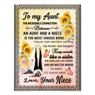 Aunt Gifts Letter To My Aunt Love From Niece Photo Print