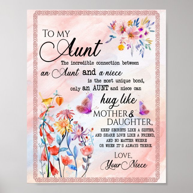 Aunt Gifts | Letter To My Aunt Love From Niece Poster (Front)