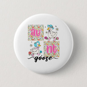 Aunt Goose Floral Happy Mothers Day For Auntie Nan 6 Cm Round Badge