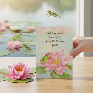 Aunt Happy July Birthday with Waterlily Card