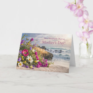 Aunt Happy Mothers Day with Flowers on the Beach Card