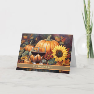 Aunt Happy Thanksgiving with Sunflowers Pumpkin Holiday Card