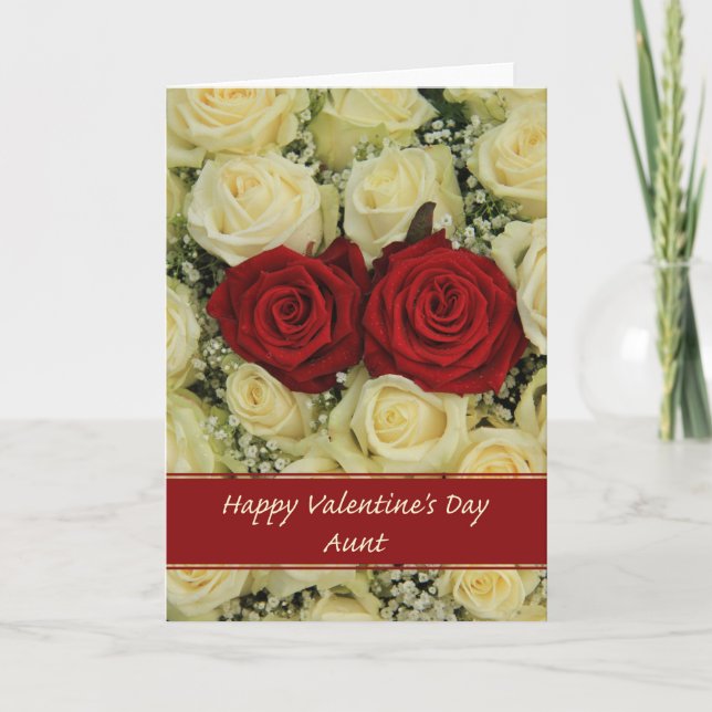 Aunt    Happy Valentine's Day Roses Holiday Card (Front)