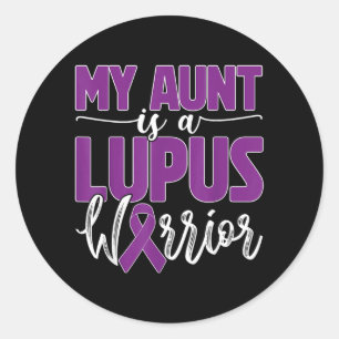 Aunt is A Lupus Warrior Family Support Mama Purple Classic Round Sticker