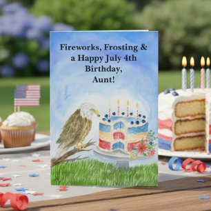 Aunt July 4th Birthday Bald Eagle Patriotic Card