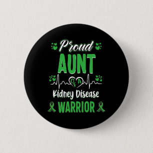 Aunt Kidney Disease Warrior Awareness Ribbon Green 6 Cm Round Badge