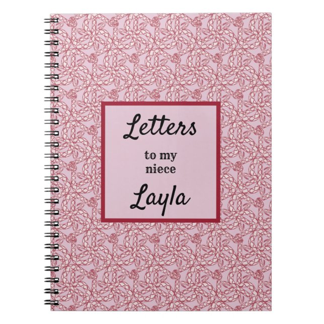 Aunt Letters To My Niece Pink Abstract Notebook (Front)